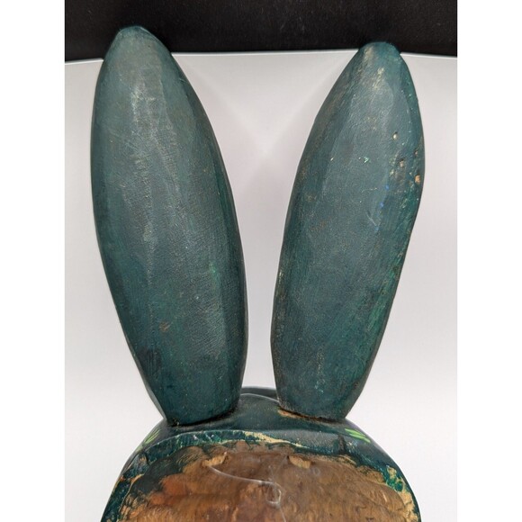 Hand Carved & Painted Guatemalan Wooden Dance Mask Wall Decor Rabbit Floral - Picture 12 of 16